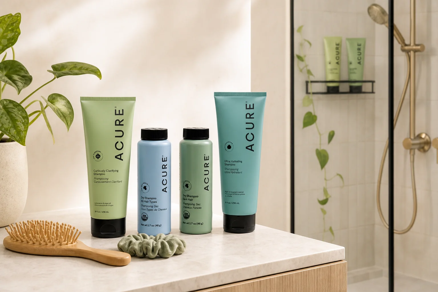 Shampoo & Conditioner featuring Acure Curiously Clarifying Conditioner 236ml, Acure Curiously Clarifying Shampoo 236ml, Acure