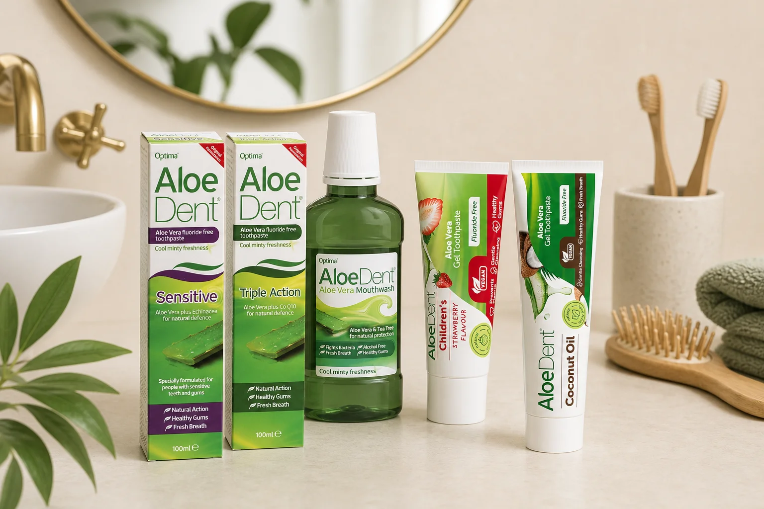 Aloe Dent featuring Aloe Dent Toothpaste Fluoride Free Sensitive 100ml, Aloe Dent Toothpaste Fluoride Free Triple Action 100m