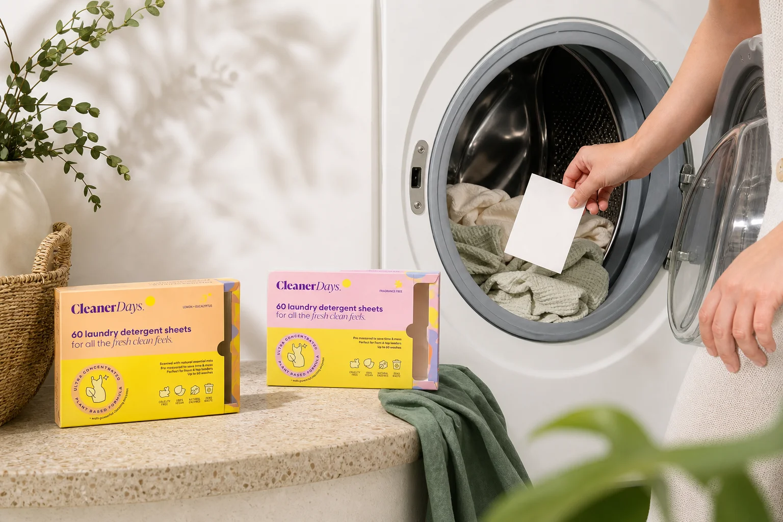 Cleaner Days featuring Cleaner Days Laundry Detergent Sheets 60 pack Lemon & Eucalyptus, Cleaner Days Laundry Detergent Sheet