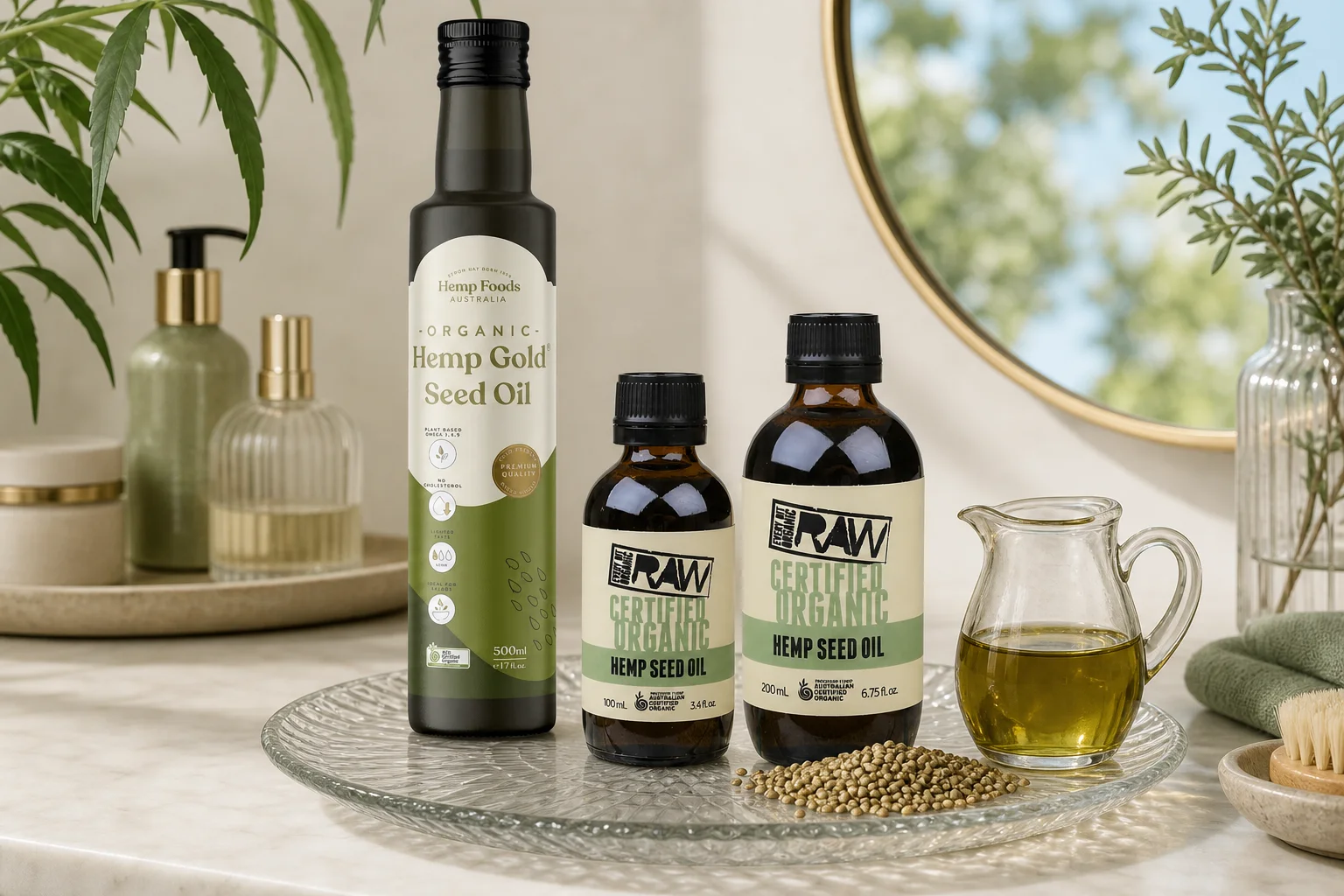 Hemp Seed Oil featuring Hemp Foods Organic Hemp Gold Seed Oil 500ml, Every Bit Organic Hemp Seed Oil 100ml, Every Bit Organic