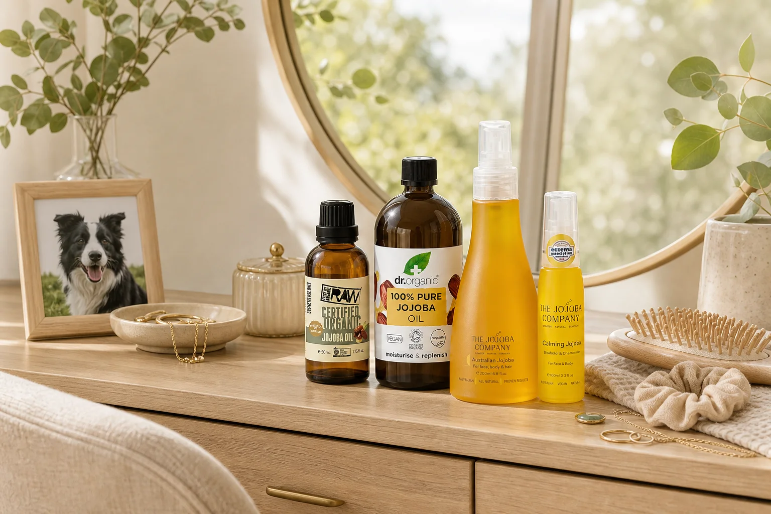 Jojoba Oil featuring Every Bit Organic Jojoba Oil 50ml, Dr Organic Jojoba Oil 100% Pure 100ml, Australian Jojoba Oil for Face
