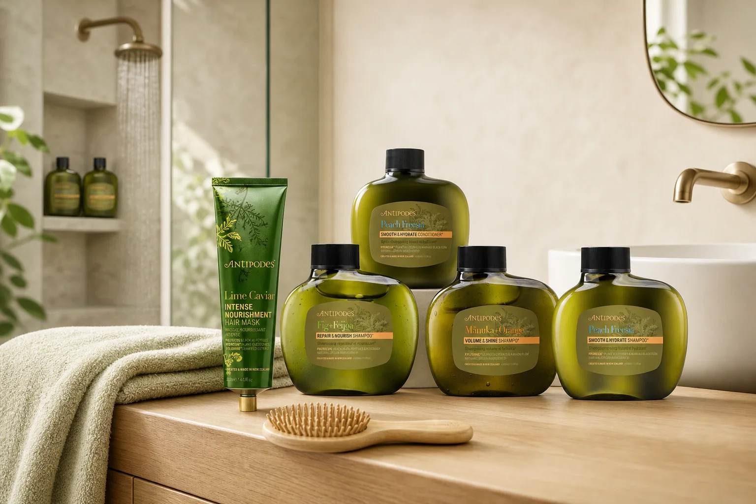 Antipodes Hair Care featuring Antipodes Fig + Feioja Repair & Nourish Shampoo 340ml, Antipodes Fig + Feioja Repair & Nourish 