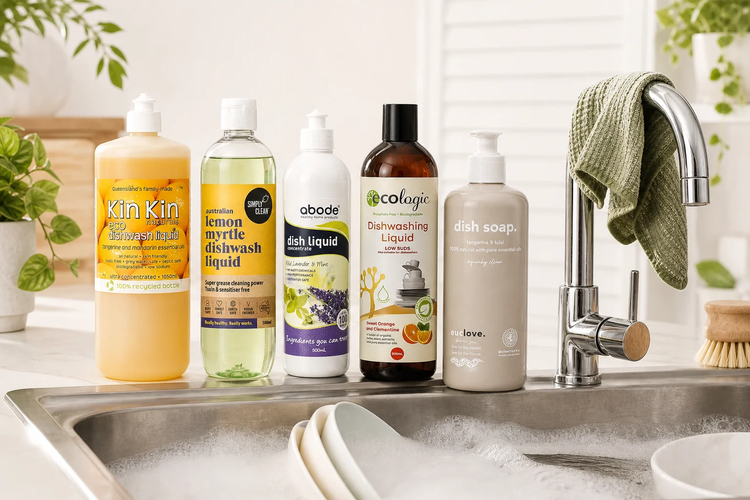 Dishwashing Liquid featuring Kin Kin Naturals Dishwashing Liquid Tangerine Mandarin 1050ml, Simply Clean Dishwash Liquid Lemo