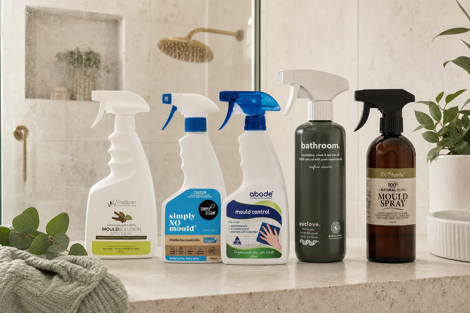Mould Cleaner featuring Vrindavan Mould Solution Surface Spray 750ml, Simply Clean Simply No Mould Fragrance Free 500ml, Abod