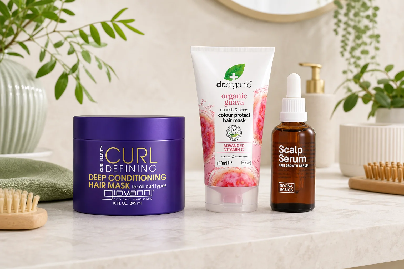Hair Mask featuring Giovanni Curl Habit Curl Defining Deep Conditioning Hair Mask 295ml, Dr Organic Guava Colour Protect Hair