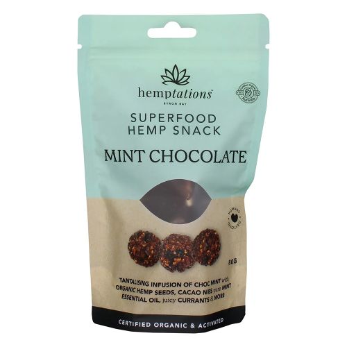 2die4 Live Foods Hemptations Superfood Hemp Snack Mint Chocolate 80g