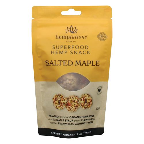 2die4 Live Foods Hemptations Superfood Hemp Snack Salted Maple 80g