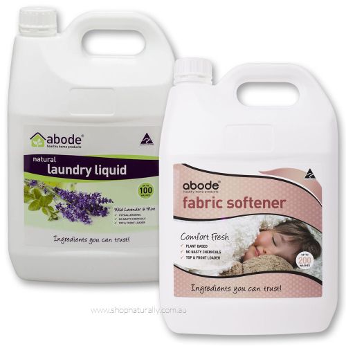 Abode Natural Laundry Liquid & Fabric Softener Duo 2 x 4L Lavender & Comfort Fresh