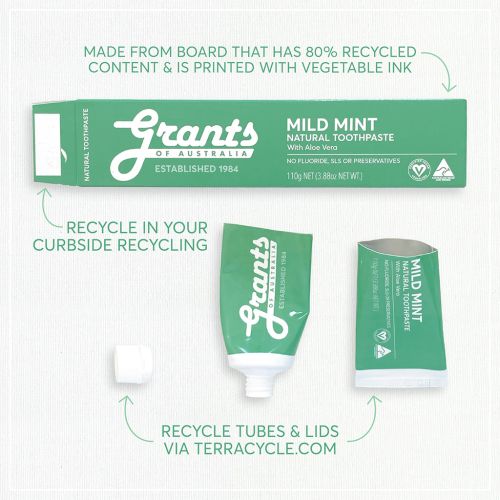 Grants Natural Toothpaste Mild Mint 25g Travel Mini