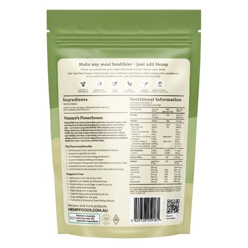 Hemp Foods Australia Organic Hemp Seeds Hulled 1kg