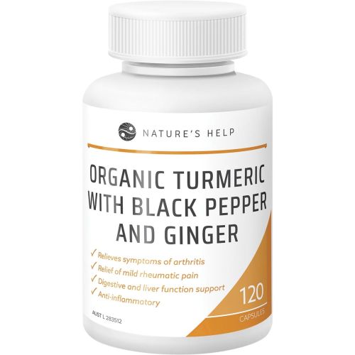 Nature's Help Organic Turmeric Capsules with Black Pepper Ginger 120 capsules