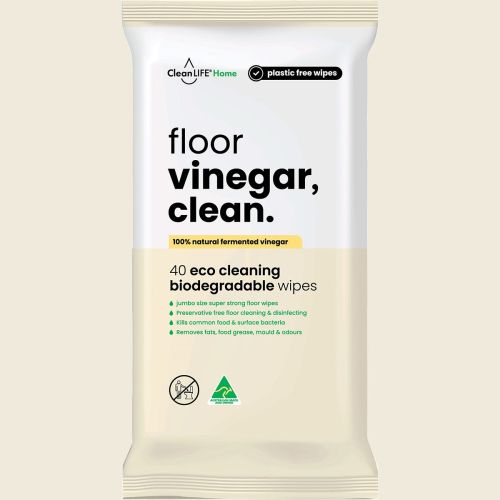 Cleanlife Vinegar Clean Floor Plastic Free Wipes 40pk