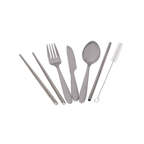 APPETITO 6 PIECE STAINLESS STEEL TRAVELLER'S CUTLERY SET - SILVER