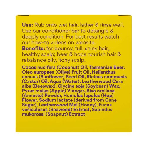 Beauty and the Bees Shampoo Bar Tasmanian Real Beer Unscented 120g