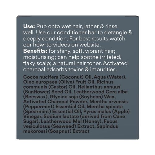 Beauty and the Bees Shampoo Bar Voodoo Activated Charcoal with Mint 120g