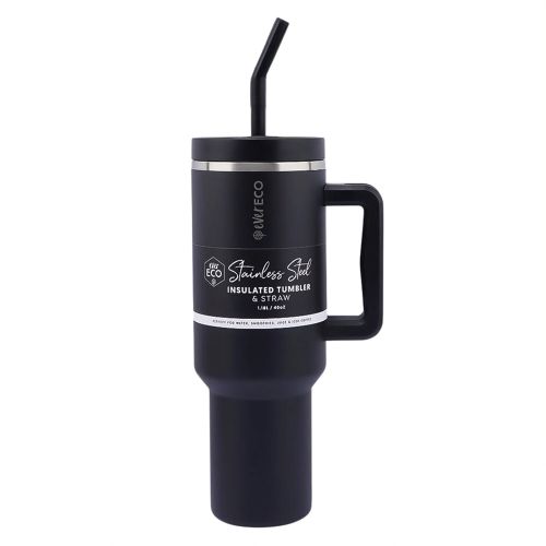 Ever Eco Insulated Tumbler with Handle & Straw Onyx 1.18L