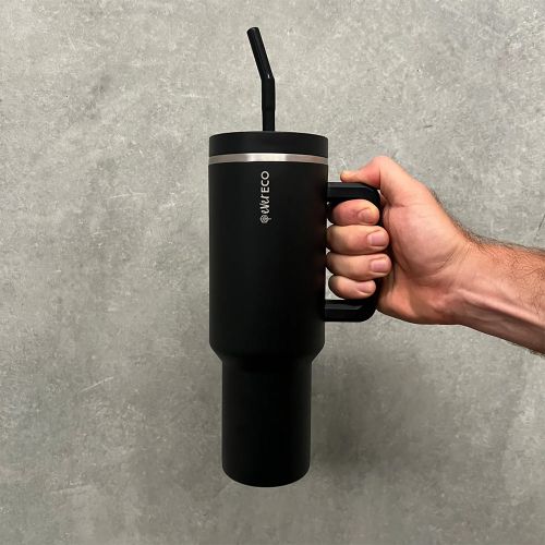 Ever Eco Insulated Tumbler with Handle & Straw Onyx 1.18L