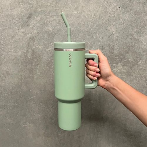 Ever Eco Insulated Tumbler with Handle & Straw Sage 1.18L