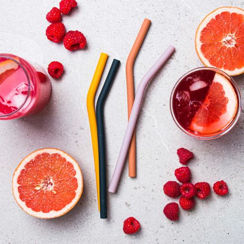 Ever Eco Silicone Straws Bent Golden Hour 4 pack