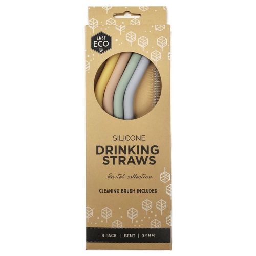 Ever Eco Silicone Straws Bent Spring Pastel 4 pack