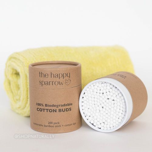 The Happy Sparrow Biodegradable Bamboo Cotton Buds 200 Pack