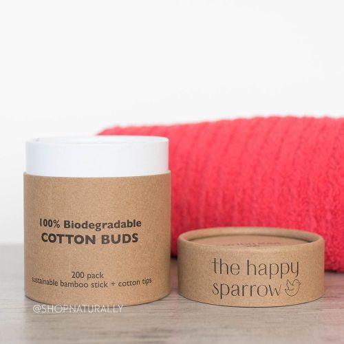 The Happy Sparrow Biodegradable Bamboo Cotton Buds 200 Pack