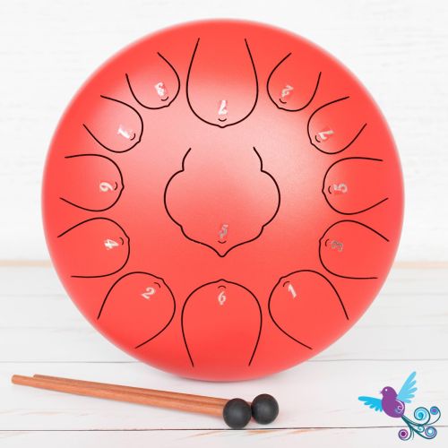 Hluru 13 Note Lotus Tongue Drum Red
