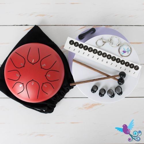 Hluru 8 Note Pentatonic Lotus Tongue Drum Red