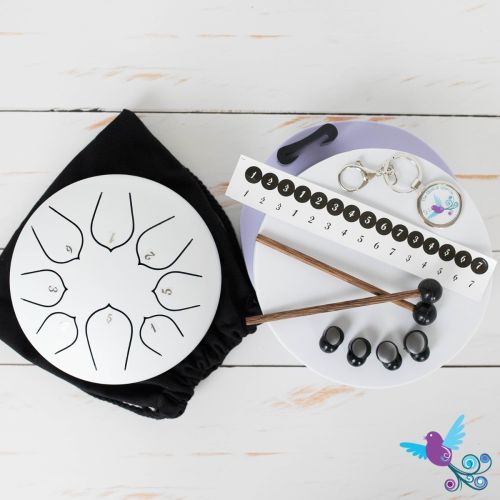 Hluru 8 Note Pentatonic Lotus Tongue Drum White