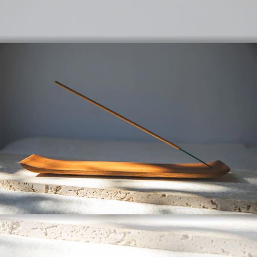 Holy Smoke Incense Holder Teak Japanese Tray