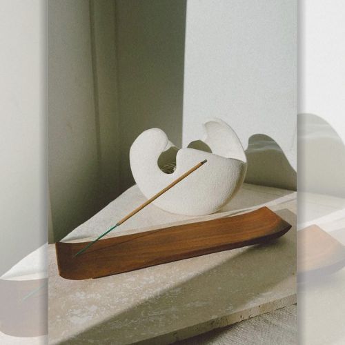 Holy Smoke Incense Holder Teak Japanese Tray