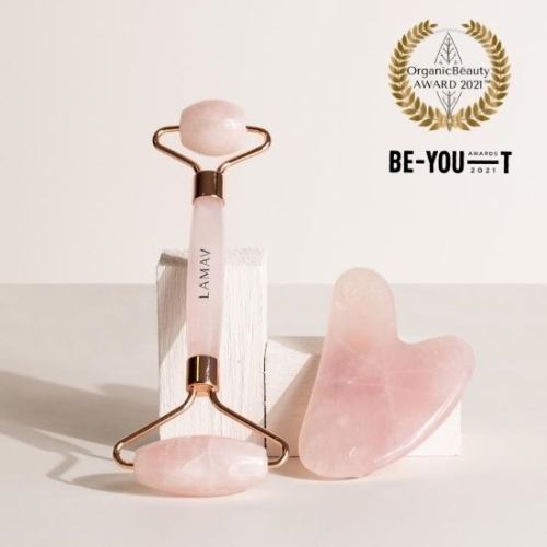 La Mav Rose Quartz Gua Sha and Roller Set