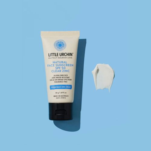 Little Urchin Natural Face Sunscreen Clear Zinc SPF50 50g