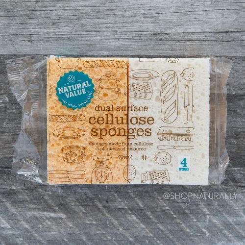 Natural Value Dual Surface Cellulose Sponges 4 Pack