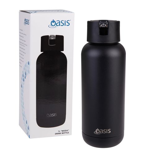Oasis 1L Moda insulated water bottle in black