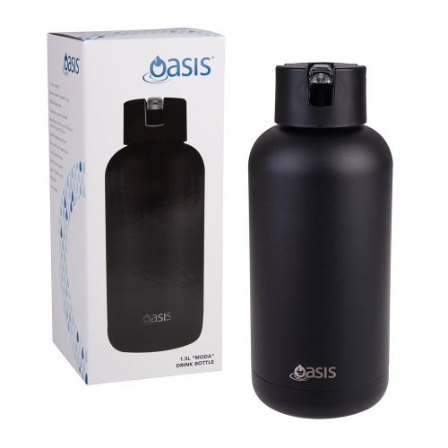 Buy Oasis Moda 1.5L black insulated water bottle