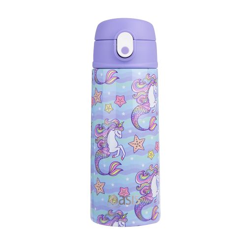 Oasis Kids Insulated Water Bottle with Straw Mermaid Unicorns 550ml