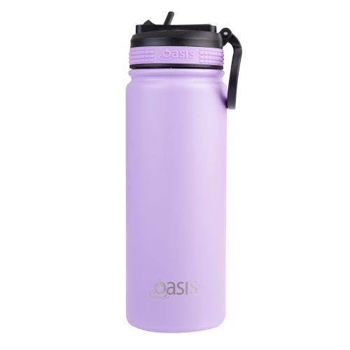 Buy Oasis stainless steel insulated water bottle 550ml lavender with straw lid