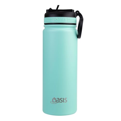 Buy oasis stainless steel sports bottle with sippy straw lid 550ml mint