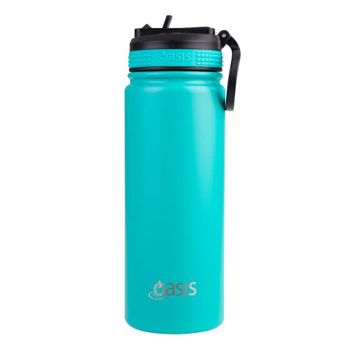 Buy Oasis turquoise insulated sports bottle with sippy straw lid 550ml