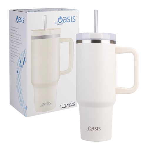 Oasis Insulated Tumbler with Straw Alabaster 1.2L