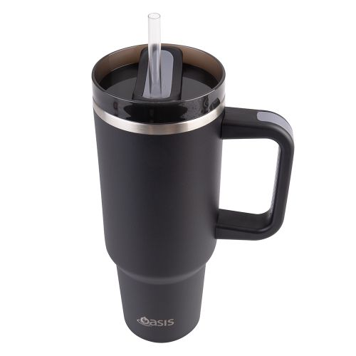 Oasis Insulated Tumbler with Straw Black 1.2L