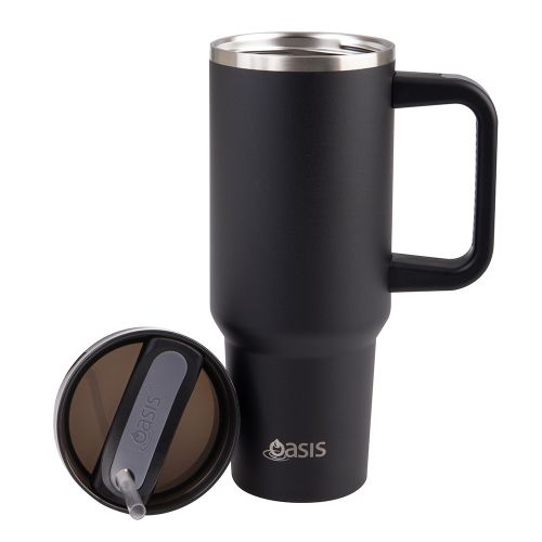 Oasis Insulated Tumbler with Straw Black 1.2L