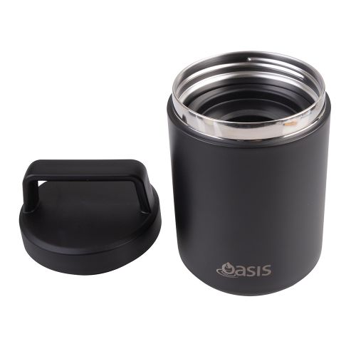 Oasis Stainless Steel Insulated Food Flask Black 480ml