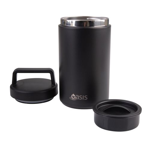 Oasis Stainless Steel Insulated Food Flask Black 700ml