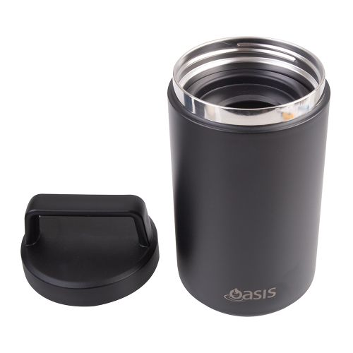 Oasis Stainless Steel Insulated Food Flask Black 700ml