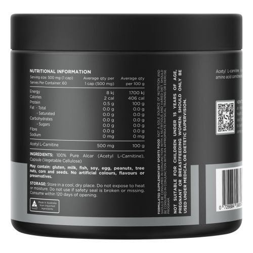 Switch Nutrition Alcar 100% Pure Acetyl L-Carnitine 60 Caps