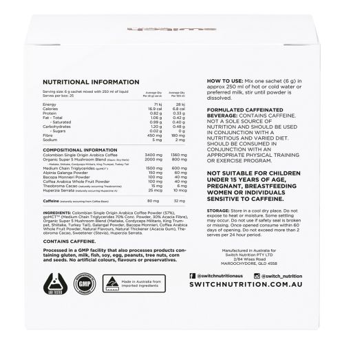 Switch Nutrition Coffee Mental Focus Elixir Naked Espresso 25 pk