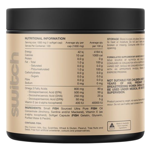 Switch Nutrition Ultra Fish Oil High Strength Norwegian Omega 3 120 Caps