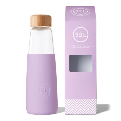 Sol Glass Water Bottle Lovely Lavender 410ml